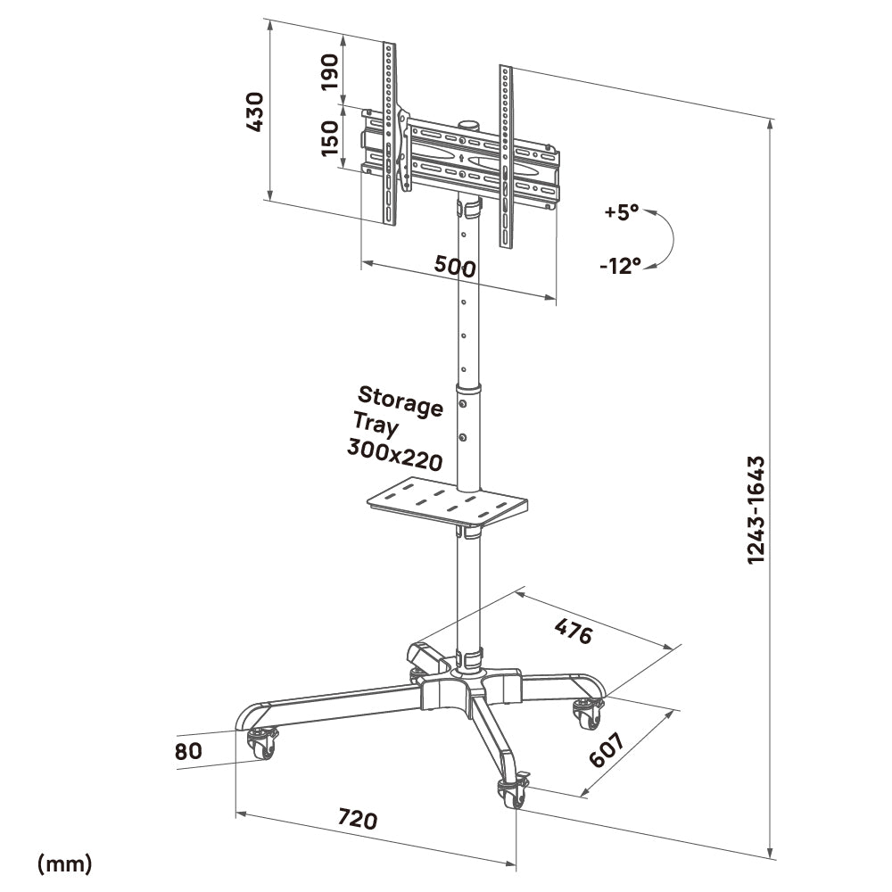ChowLIFT 1|Compact Mobile TV Stand